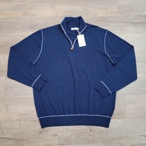 NEW Collars & Co Napoli Balmoral Wool Cashmere Quarter 1/4 Zip Sweater XXL Prep